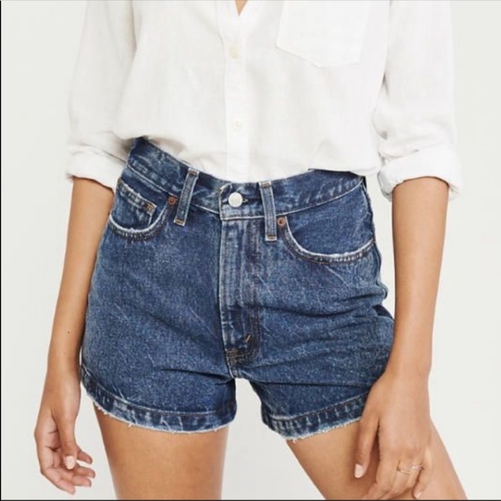 Abercrombie & Fitch Natural Rise Short High Waisted Denim Jean Shorts